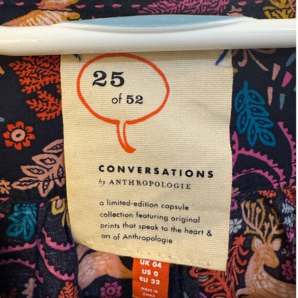 Anthropologie 25 of 52 Conversations Oh Dear Colorful Blouse, Size 0 - Picture 2 of 4